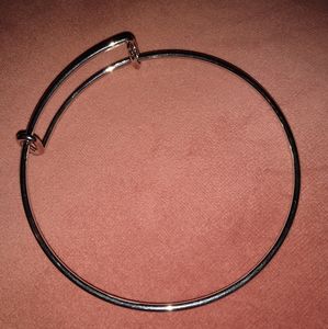 Silver Round Wire Bangle DIY Charm Bracelet add Charms